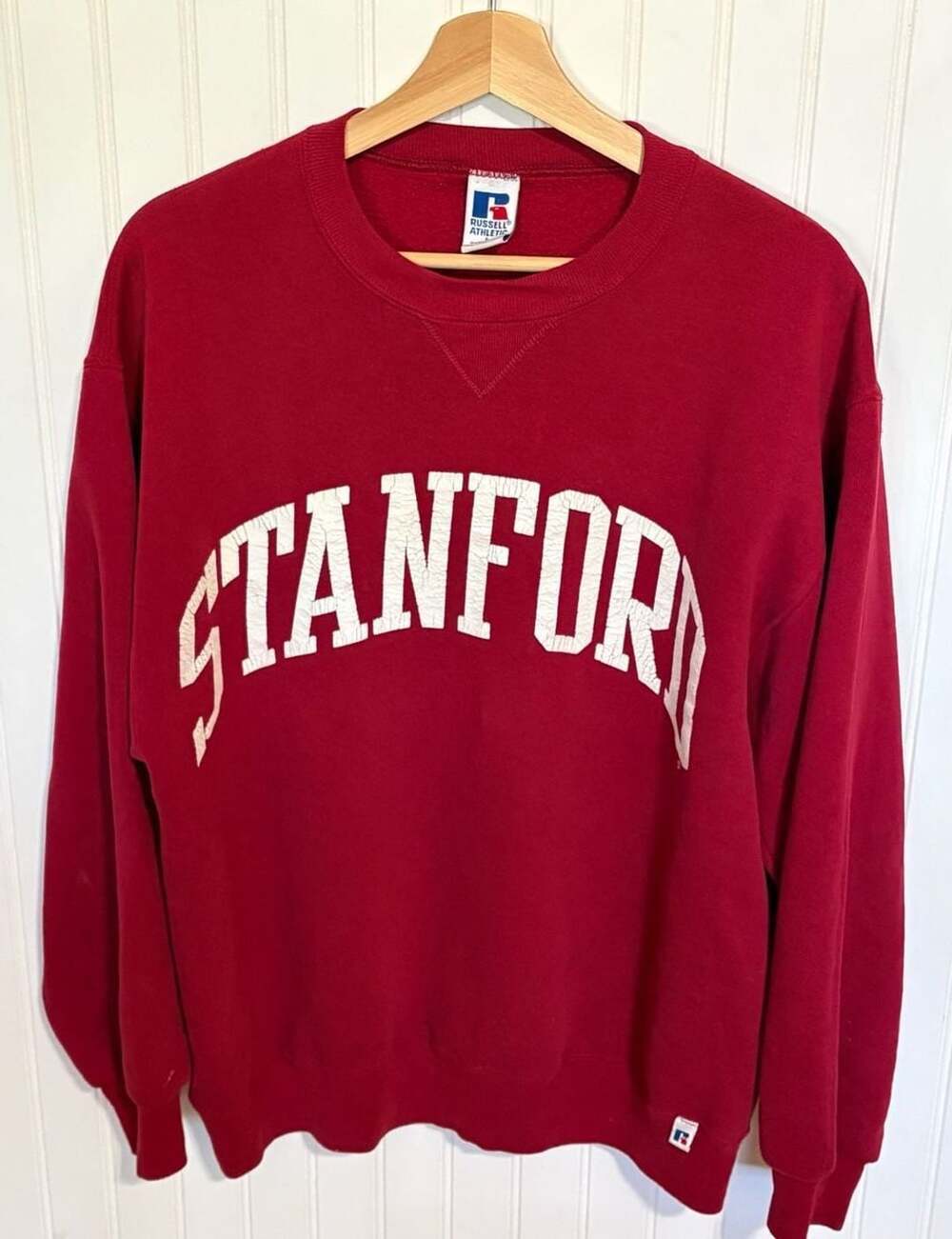 VTG Stanford University Russell Athletic Sweatshirt Size L Red Vintage